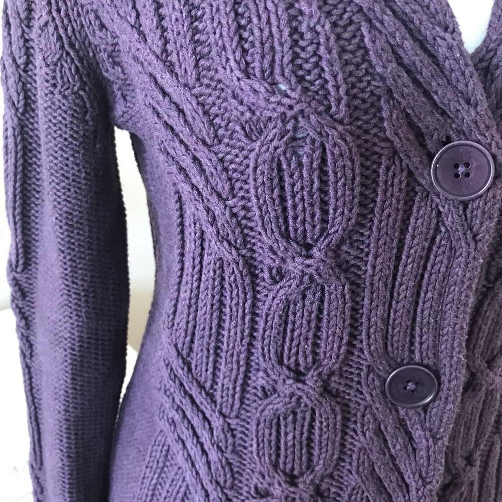 TALBOTS HEAVY CABLE KNIT COTTON CARDIGAN - Picture 2 of 6